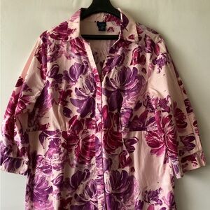 Basic Editions Pink and Purple Floral Shirt for women.